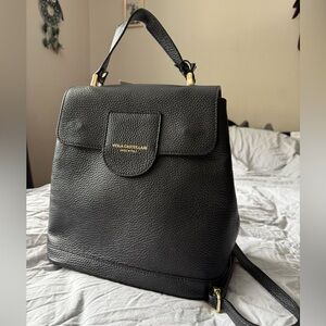 VIOLA CASTELLANI Italian Black Leather Backpack Bag